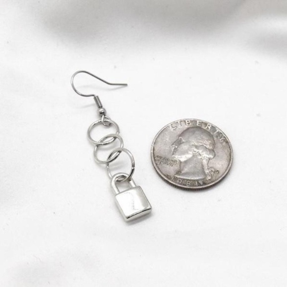 Lock Dangle Earrings - Picture 3 of 4
